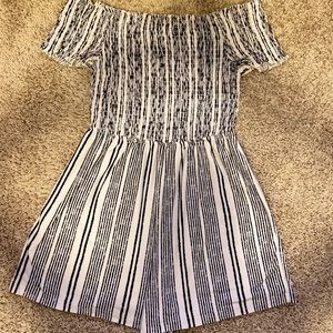 Black/White stripe off the shoulder romper